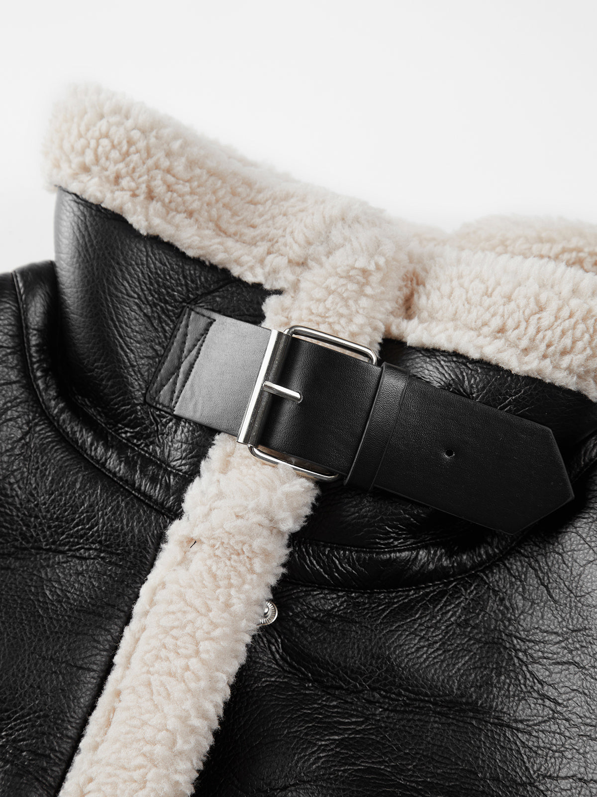 Shearling-fodrad Läderjacka