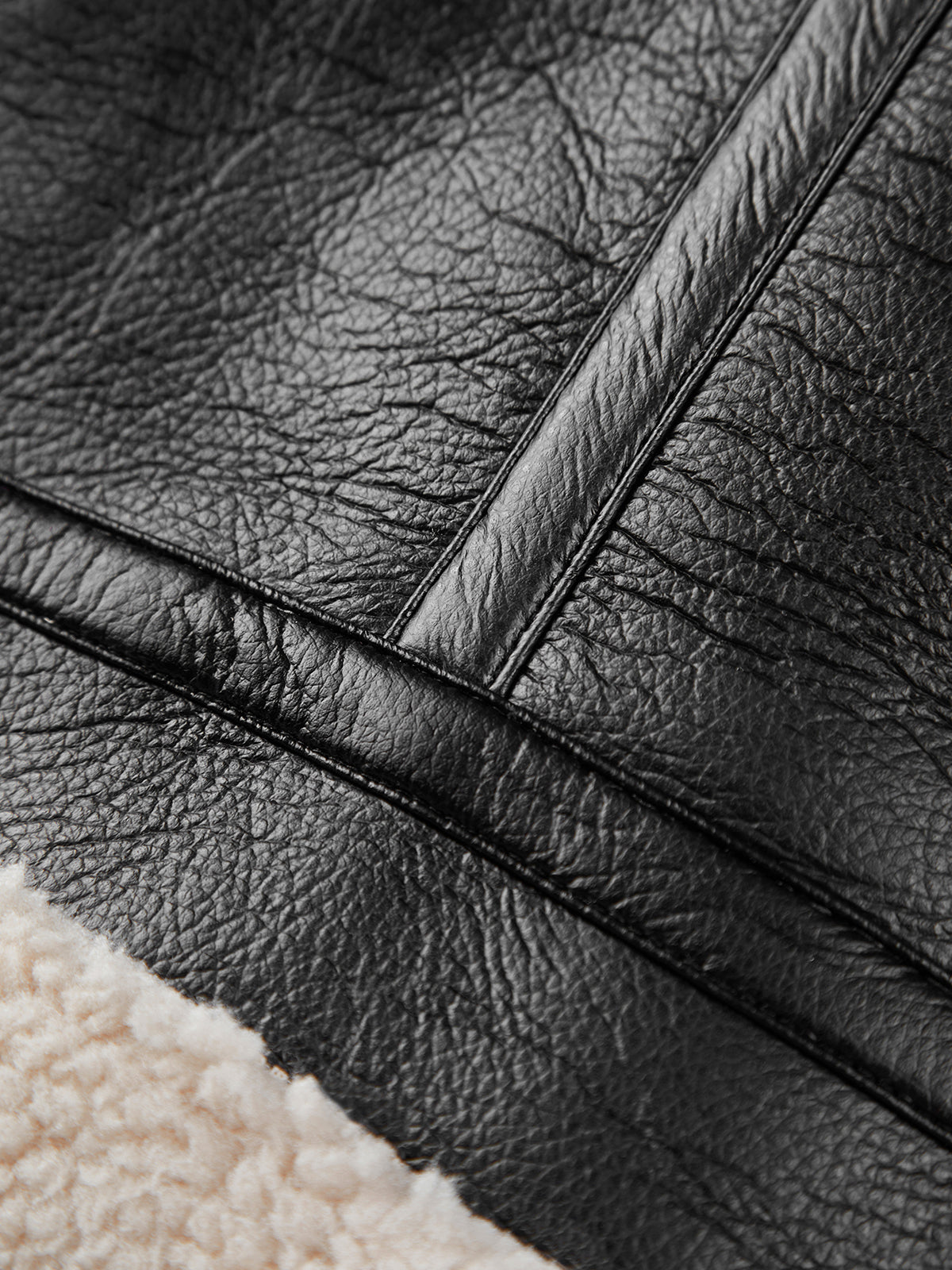 Shearling-fodrad Läderjacka