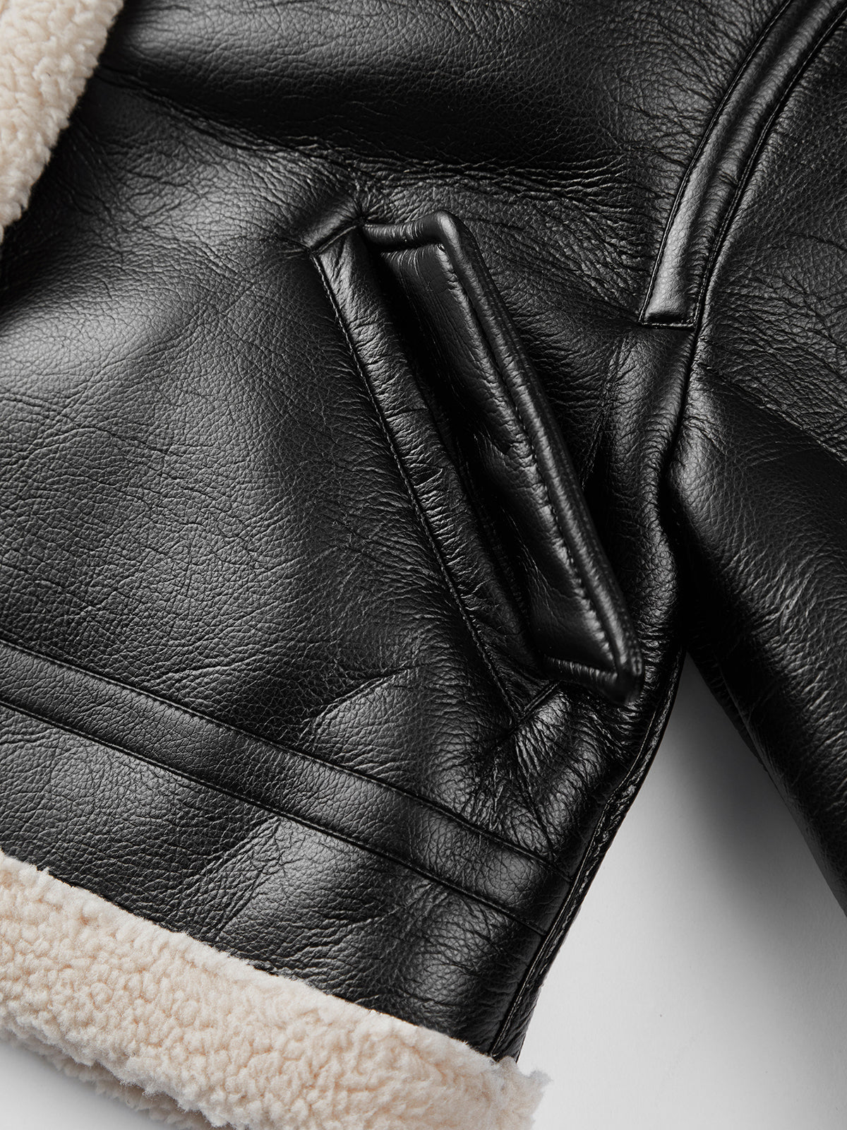 Shearling-fodrad Läderjacka
