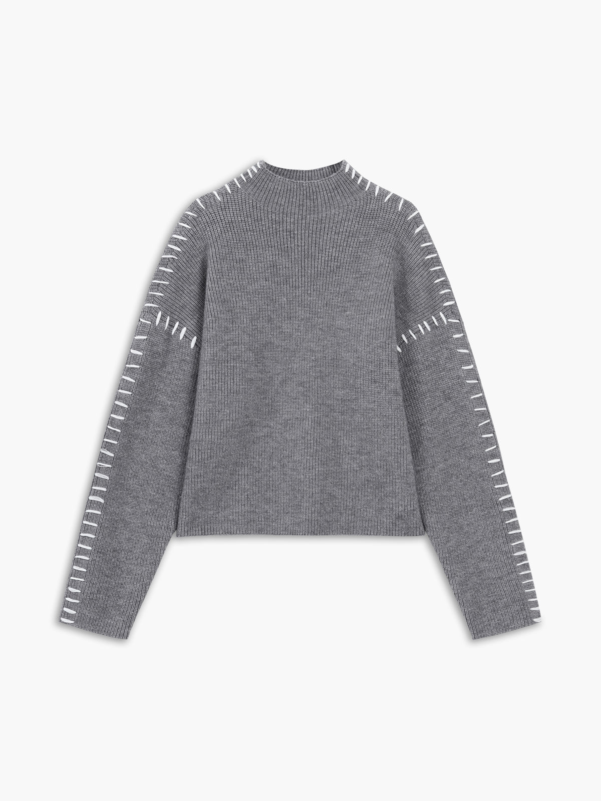 Stickad Tröja med Stygn Detaljer